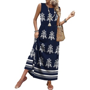 image:imageWIHOLL Summer Dresses for Women 2026 Maxi Dresses Long Flowy A Line Sleeveless Sundresses with PocketsBoho Navy