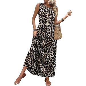 image:imageWIHOLL Summer Dresses for Women 2026 Maxi Dresses Long Flowy A Line Sleeveless Sundresses with PocketsCheetah Print