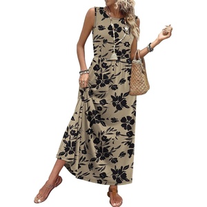 image:imageWIHOLL Summer Dresses for Women 2026 Maxi Dresses Long Flowy A Line Sleeveless Sundresses with PocketsFloral Black Flowers