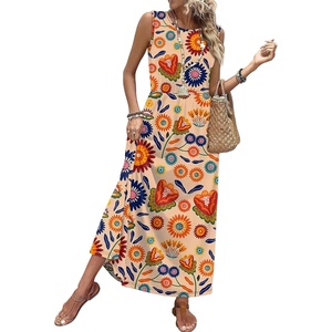 image:imageWIHOLL Summer Dresses for Women 2026 Maxi Dresses Long Flowy A Line Sleeveless Sundresses with PocketsFloral Sunflower