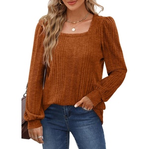 image:imageWIHOLL Tunic Tops for Women Loose Fit Long Sleeve Shirts Square Neck Tops
