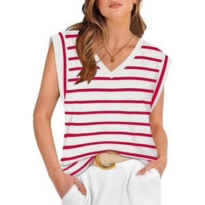 image:imageWIHOLL Womens Cap Sleeve Tops Summer V Neck Tank Basic Tee Shirts Fashion Casual Loose Fit