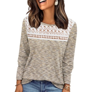 image:imageWIHOLL Womens Lace Long Sleeve Shirts Fall Tops Fashion Dressy Casual Lightweight Sweaters Mesh Clothes Trendy Waffle KnitKfantasy Khaki