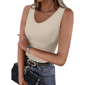 image:imageWIHOLL Womens Ribbed Tank Tops 2025 Summer V Neck Slim Fitted Tops Casual Basic Knit Sleeveless Shirts