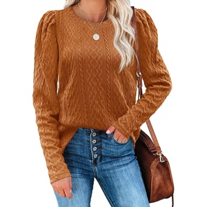 image:imageWIHOLL Womens Sweaters Trendy Round Neck Long Sleeve Tops Loose Fit