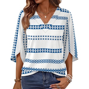 image:imageWIHOLL Womens Tops Summer Outfits 2026 V Neck Shirts Womens Blouses Dressy Casual Bell Sleeve Fashion ClothingFloral 05