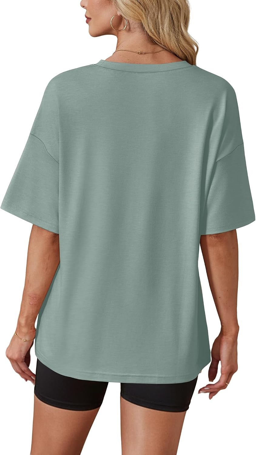 image:imageWIHOLL Oversized Tshirts for Women Summer Crew Neck Short Sleeve Graphic Tees Casual Loose Fit Workout Tops 2026Colorful Flower Print