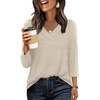 image:imageWIHOLL 34 Length Sleeve Womens Tops Lightweight Summer Fall OutfitsBeige