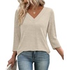 image:imageWIHOLL 34 Length Sleeve Womens Tops Lightweight Summer Fall OutfitsBeige