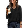 image:imageWIHOLL 34 Length Sleeve Womens Tops Lightweight Summer Fall OutfitsBlack