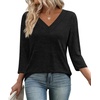image:imageWIHOLL 34 Length Sleeve Womens Tops Lightweight Summer Fall OutfitsBlack