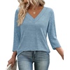 image:imageWIHOLL 34 Length Sleeve Womens Tops Lightweight Summer Fall OutfitsBlue