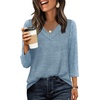 image:imageWIHOLL 34 Length Sleeve Womens Tops Lightweight Summer Fall OutfitsBlue