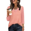 image:imageWIHOLL 34 Length Sleeve Womens Tops Lightweight Summer Fall OutfitsCoral