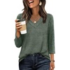 image:imageWIHOLL 34 Length Sleeve Womens Tops Lightweight Summer Fall OutfitsGreen