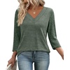 image:imageWIHOLL 34 Length Sleeve Womens Tops Lightweight Summer Fall OutfitsGreen