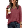 image:imageWIHOLL 34 Length Sleeve Womens Tops Lightweight Summer Fall OutfitsRed
