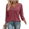 image:imageWIHOLL 34 Length Sleeve Womens Tops Lightweight Summer Fall OutfitsRed