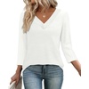 image:imageWIHOLL 34 Length Sleeve Womens Tops Lightweight Summer Fall OutfitsWhite