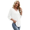 image:imageWIHOLL 34 Length Sleeve Womens Tops Lightweight Summer Fall OutfitsWhite