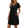 image:imageWIHOLL Dresses for Women 2026 Casual Summer V Neck Babydoll Dress Short Sleeve Fashion Beach Vacation ClothesBlack