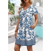 image:imageWIHOLL Dresses for Women 2026 Casual Summer V Neck Babydoll Dress Short Sleeve Fashion Beach Vacation ClothesBoho Mandala