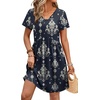 image:imageWIHOLL Dresses for Women 2026 Casual Summer V Neck Babydoll Dress Short Sleeve Fashion Beach Vacation ClothesEthnic Navy