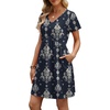 image:imageWIHOLL Dresses for Women 2026 Casual Summer V Neck Babydoll Dress Short Sleeve Fashion Beach Vacation ClothesEthnic Navy