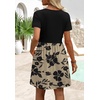 image:imageWIHOLL Dresses for Women 2026 Casual Summer V Neck Babydoll Dress Short Sleeve Fashion Beach Vacation ClothesFloral Brown