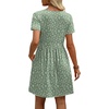 image:imageWIHOLL Dresses for Women 2026 Casual Summer V Neck Babydoll Dress Short Sleeve Fashion Beach Vacation ClothesGreen Floral