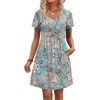 image:imageWIHOLL Dresses for Women 2026 Casual Summer V Neck Babydoll Dress Short Sleeve Fashion Beach Vacation ClothesLight Blue Floral