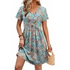 image:imageWIHOLL Dresses for Women 2026 Casual Summer V Neck Babydoll Dress Short Sleeve Fashion Beach Vacation ClothesLight Blue Floral