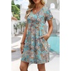 image:imageWIHOLL Dresses for Women 2026 Casual Summer V Neck Babydoll Dress Short Sleeve Fashion Beach Vacation ClothesLight Blue Floral