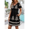 image:imageWIHOLL Dresses for Women 2026 Casual Summer V Neck Babydoll Dress Short Sleeve Fashion Beach Vacation ClothesThe Black Boho
