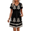 image:imageWIHOLL Dresses for Women 2026 Casual Summer V Neck Babydoll Dress Short Sleeve Fashion Beach Vacation ClothesThe Black Boho