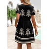 image:imageWIHOLL Dresses for Women 2026 Casual Summer V Neck Babydoll Dress Short Sleeve Fashion Beach Vacation ClothesThe Black Boho