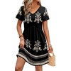 image:imageWIHOLL Dresses for Women 2026 Casual Summer V Neck Babydoll Dress Short Sleeve Fashion Beach Vacation ClothesThe Black Boho