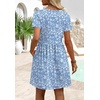 image:imageWIHOLL Dresses for Women 2026 Casual Summer V Neck Babydoll Dress Short Sleeve Fashion Beach Vacation ClothesThe Blue Floral