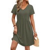 image:imageWIHOLL Dresses for Women 2026 Casual Summer V Neck Babydoll Dress Short Sleeve Fashion Beach Vacation ClothesThe Green