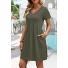 image:imageWIHOLL Dresses for Women 2026 Casual Summer V Neck Babydoll Dress Short Sleeve Fashion Beach Vacation ClothesThe Green
