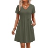 image:imageWIHOLL Dresses for Women 2026 Casual Summer V Neck Babydoll Dress Short Sleeve Fashion Beach Vacation ClothesThe Green