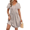 image:imageWIHOLL Dresses for Women 2026 Casual Summer V Neck Babydoll Dress Short Sleeve Fashion Beach Vacation ClothesThe Leopard