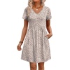 image:imageWIHOLL Dresses for Women 2026 Casual Summer V Neck Babydoll Dress Short Sleeve Fashion Beach Vacation ClothesThe Leopard