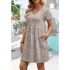 image:imageWIHOLL Dresses for Women 2026 Casual Summer V Neck Babydoll Dress Short Sleeve Fashion Beach Vacation ClothesThe Leopard