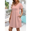 image:imageWIHOLL Dresses for Women 2026 Casual Summer V Neck Babydoll Dress Short Sleeve Fashion Beach Vacation ClothesThe Pink Dot