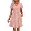 image:imageWIHOLL Dresses for Women 2026 Casual Summer V Neck Babydoll Dress Short Sleeve Fashion Beach Vacation ClothesThe Pink Dot