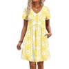 image:imageWIHOLL Dresses for Women 2026 Casual Summer V Neck Babydoll Dress Short Sleeve Fashion Beach Vacation ClothesThe Yellow Boho