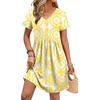 image:imageWIHOLL Dresses for Women 2026 Casual Summer V Neck Babydoll Dress Short Sleeve Fashion Beach Vacation ClothesThe Yellow Boho