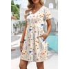 image:imageWIHOLL Dresses for Women 2026 Casual Summer V Neck Babydoll Dress Short Sleeve Fashion Beach Vacation ClothesYellow Floral