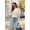 image:imageWIHOLL Long Sleeve Shirt for Women Puff Sleeve Knit Tops 2026 Crew Neck Casual Basic TShirtsBeige